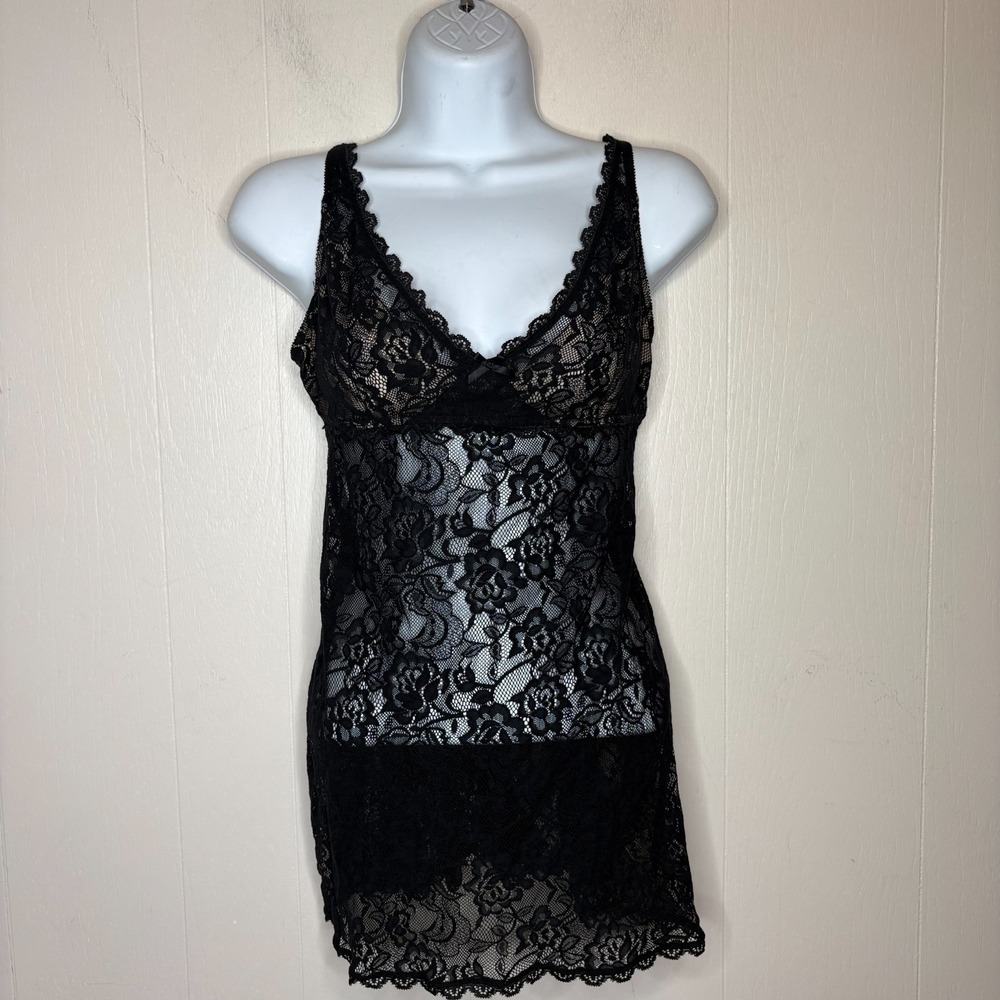 Y2K Victoria's Secret Very Sexy Chemise Babydoll Nightgown L Black Lace Coquette